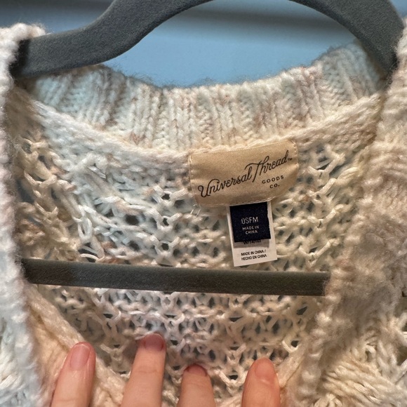 Universal Thread Cream Open-Knit Fringe Sweater - Picture 2 of 4